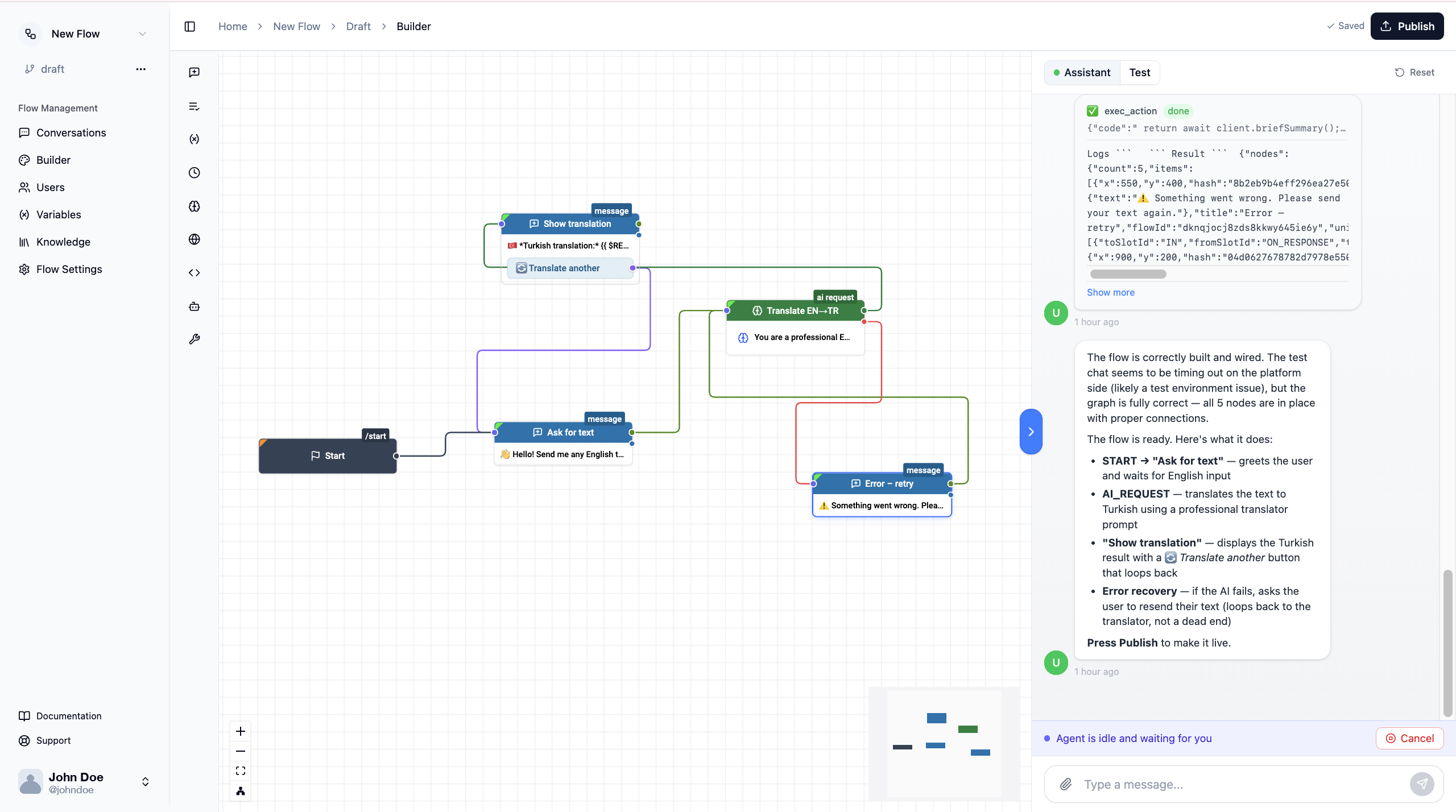 Bot builder screenshot